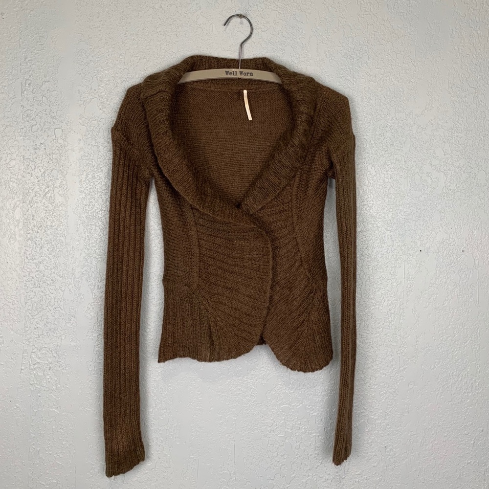 Free People chunky knit mohair blend open cardigan